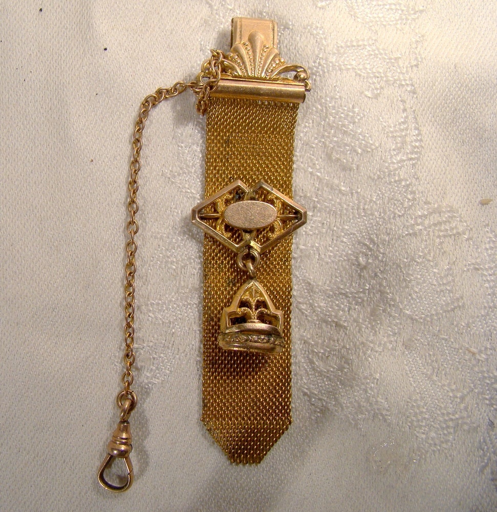Victorian Gold Filled Mesh Watch Fob 1900