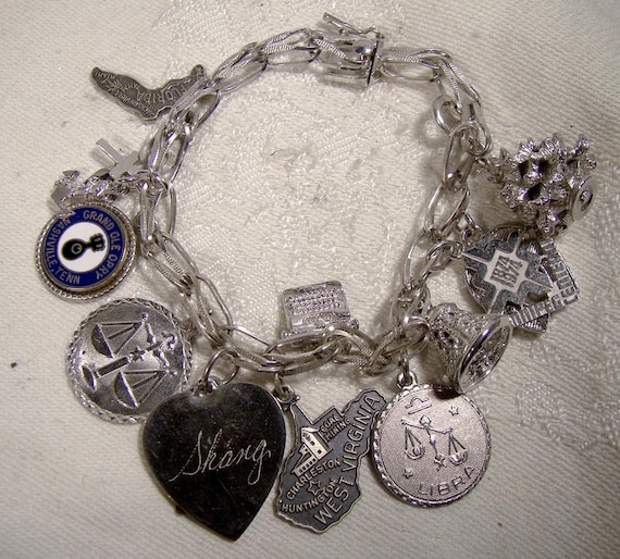 Vintage silver charm bracelet 1970s sale