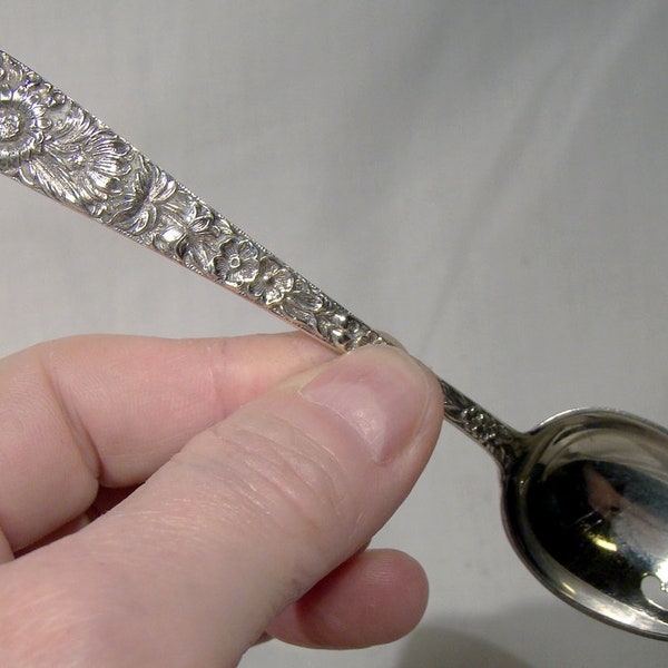 Kirk & Son Sterling Silver Repousse 5-5/8 Ice Cream Fork 1860s-1890s