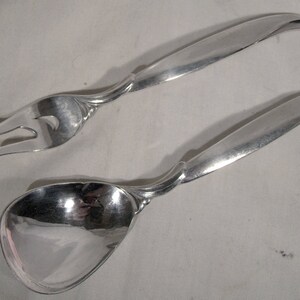 Rogers Flair Silver Plated Short Handle Pickle or Olive Fork and Sugar Spoon 1956
