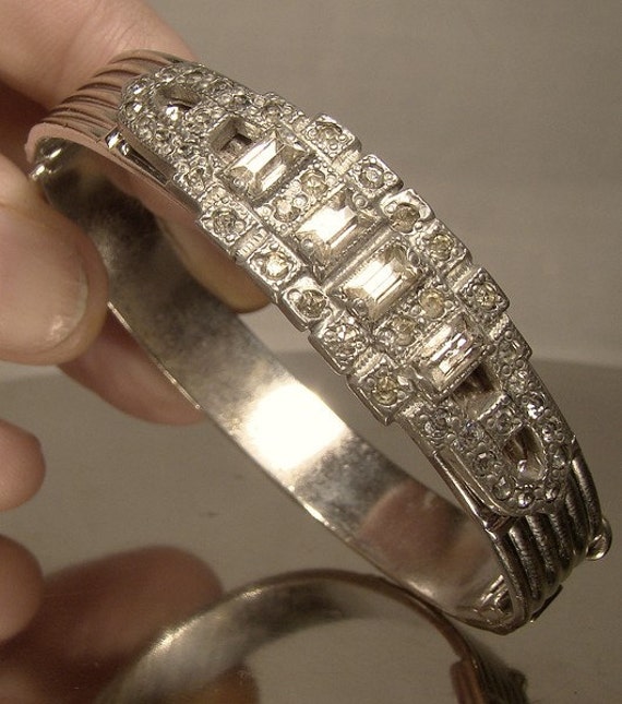 Art Deco ALLCO Rhinestones Bangle BRACELET 1920s H
