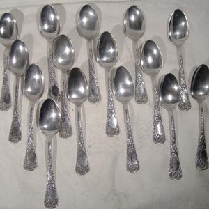 15 Rogers Elmore Silver Plated 6&quot; Teaspoons 1905