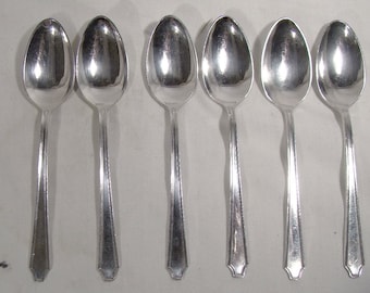 6 Rogers Legacy 4-3/8" Silver Plate Espresso or Demitasse Spoons 1928