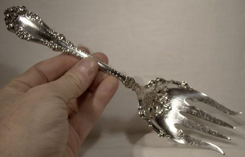 Rogers Berkshire Silver Plated 8-3/4" Large Meat or Serving Fork 1897 image 1