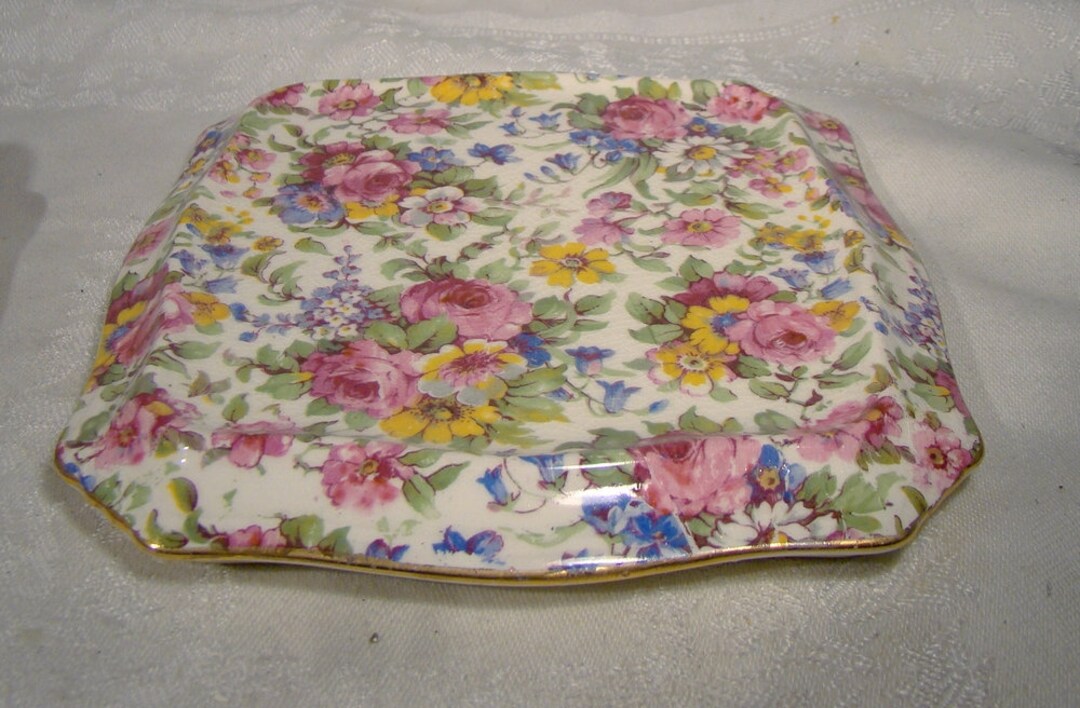 Royal Winton Summertime Chintz Trivet Ascot Shape 19321960 Etsy