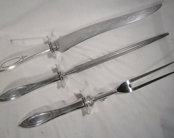Oneida Adam 3 Pc. Large Carving Set with Plateguards 1917