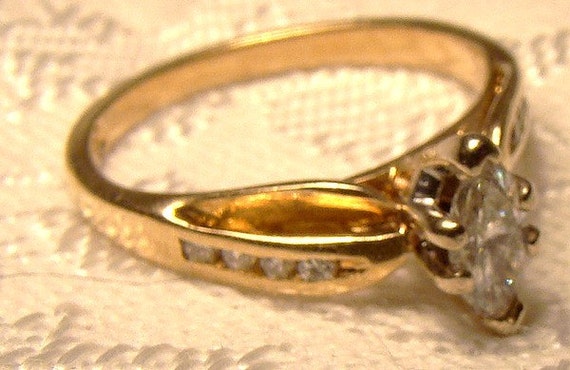 14K Marquise Diamond Engagement Ring 1960s 1970 S… - image 3