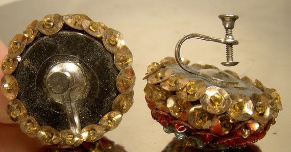 Art Deco Multi- Color Sequin Earrings 1920s - image 3