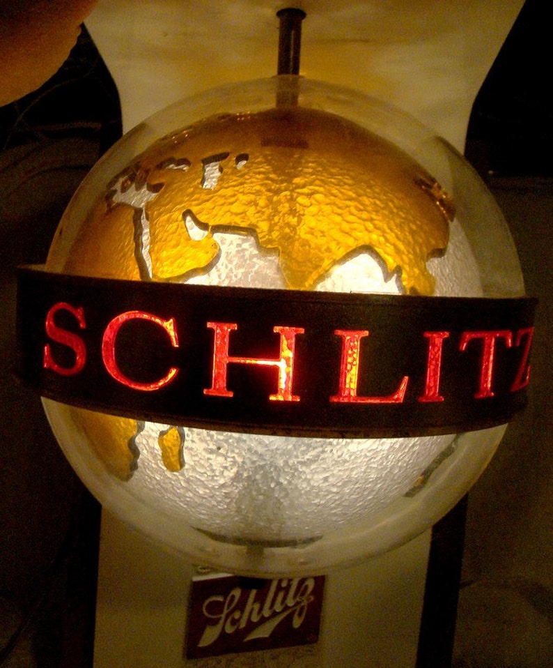 Schlitz Beer Spinning Globe Revolving Light Bar Sign Lamp Etsy