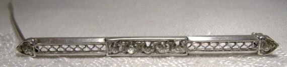 Edwardian Sterling Silver and Paste Straight Broo… - image 2