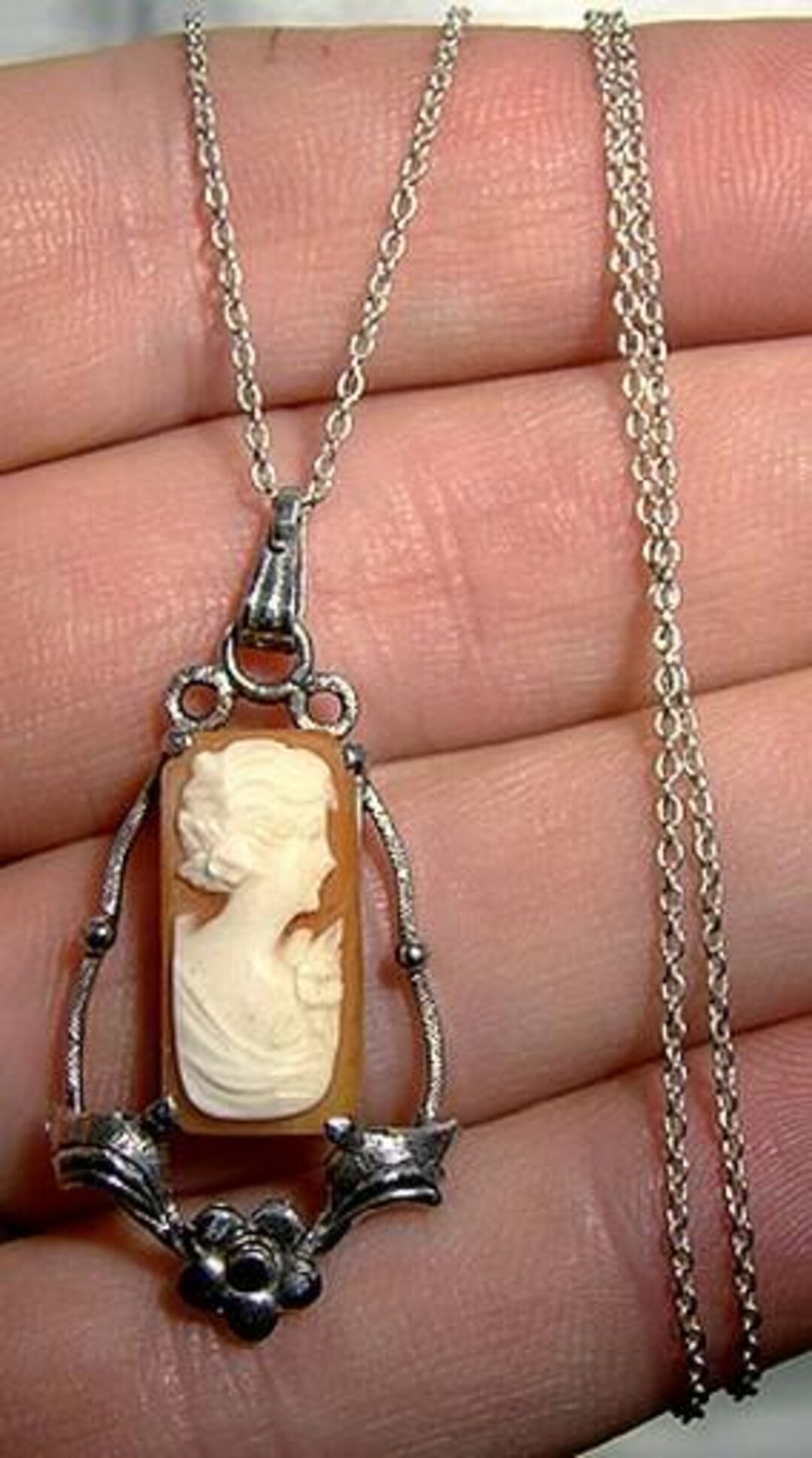 Sterling Silver CAMEO PENDANT and Chain 1920 - 1930 - Etsy