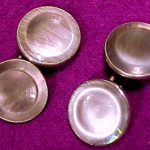 Pair Grey Gray Abalone Round Cuff Links 1920