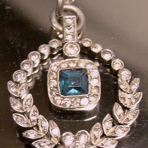 Edwardian STERLING Silver Blue & Clear Paste Pendant Necklace 1910 DO NOT Purchase
