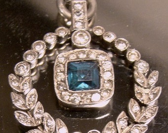 Edwardian STERLING Silver Blue & Clear Paste Pendant Necklace 1910 DO NOT Purchase