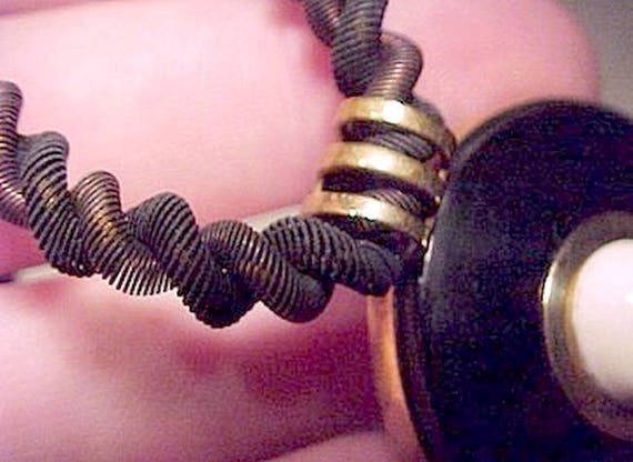 Art Deco Necklace with Black & Cream Celluloid 19… - image 3