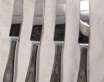 4 Community Adam Silver Plated 9-1/2" Modern French Hollow Knives 1917