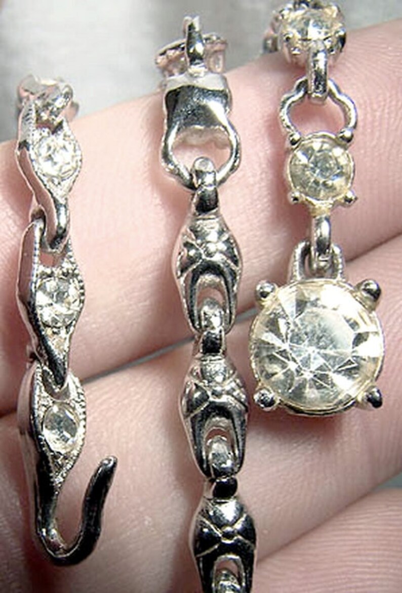 Bogoff Lavaliere Style Rhinestone Necklace 1940s-1950s