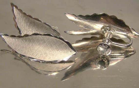 Bond Boyd Sterling Silver Textured Leaves Brooch … - image 3