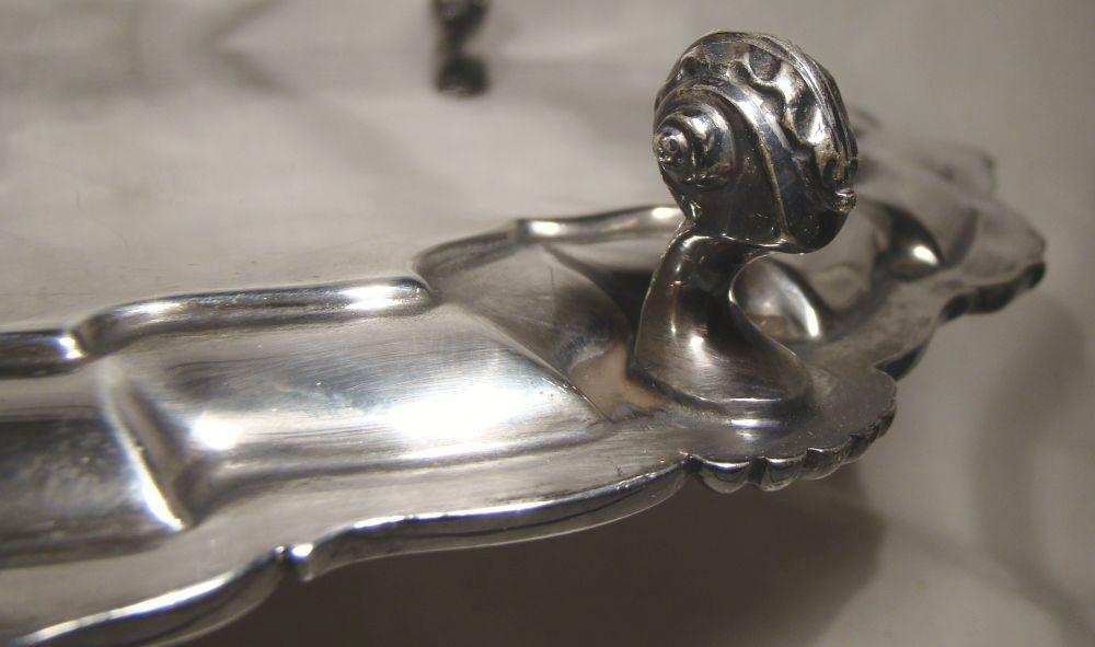Mappin & Webb Hand Engraved Silver Plated Round Footed Salver Tray