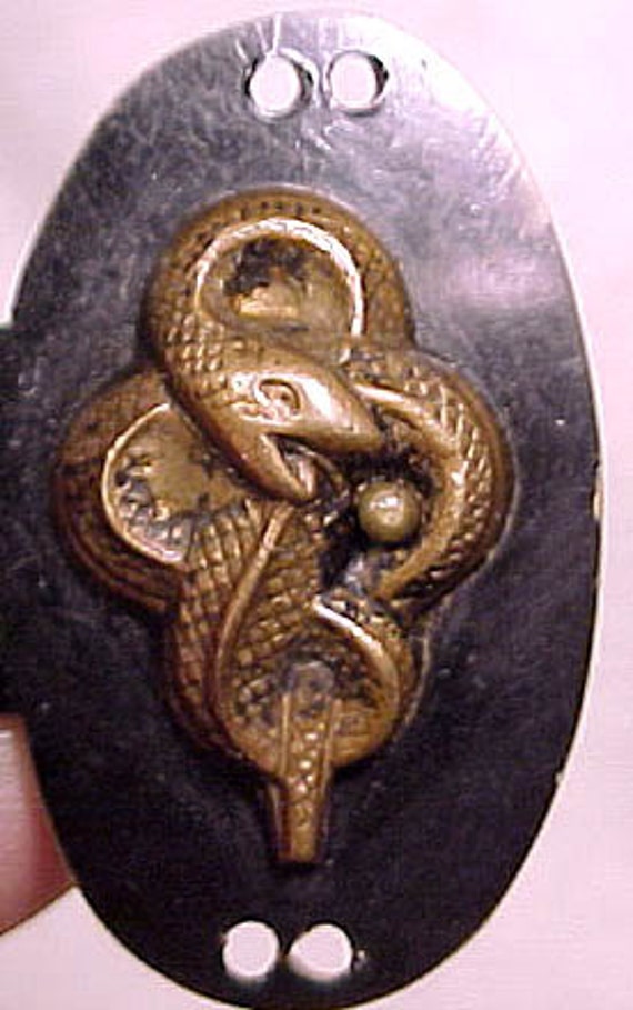 Art Deco Brass SNAKE on BAKELITE Belt BUCKLE 1920… - image 2