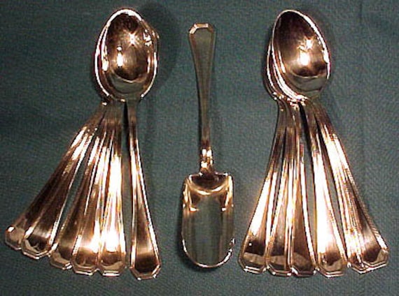 12 Greggio Rino Italy 800 Silver Demitasse Spoons With Sugar Spoon