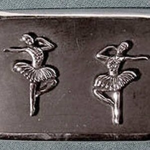 Retro Chrome Ballerina Brooch and Earrings Set 1950s Black Patination