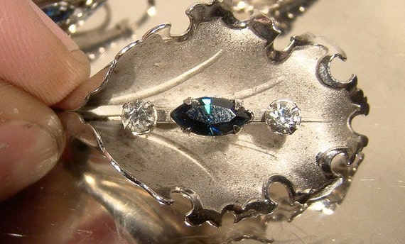 Bond Boyd Sterling Silver Blue RS FLOWERS Necklace Earrings