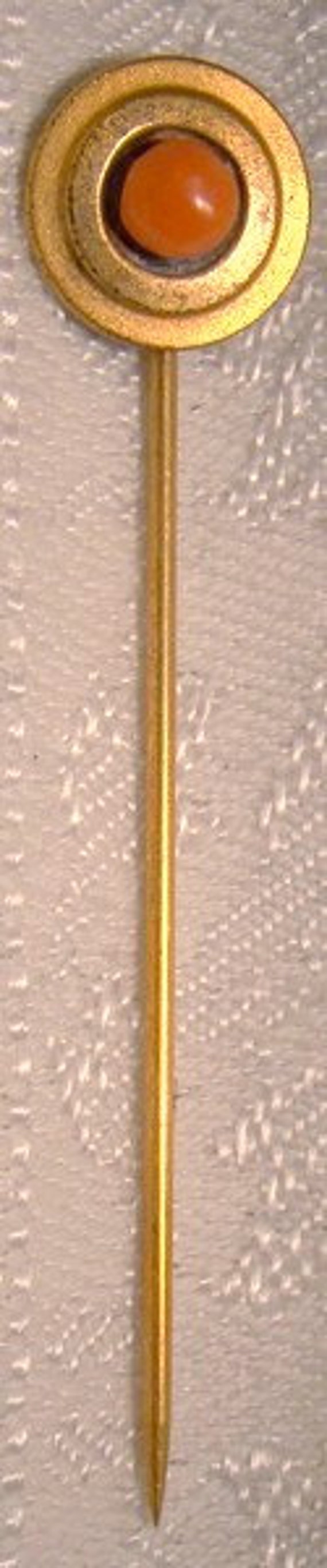 Art Deco Orange Coral Gold Filled Stickpin 1920s … - image 2