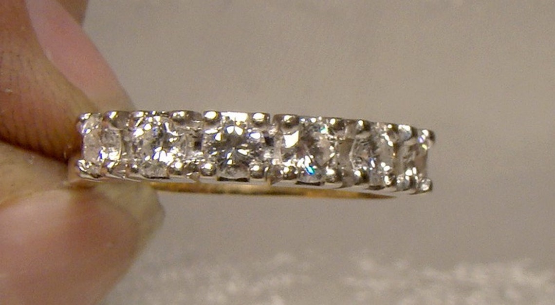 14K BIRKS 6 Diamond Row Wedding Ring 14 K Anniversary Band | Etsy