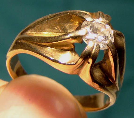 14K Man's .43 Carat Solitaire Diamond Ring Size 6… - image 1
