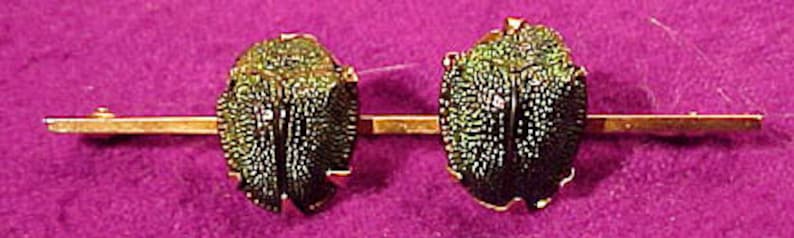9K Gold Double Scarab Beetle Brooch 1870-90