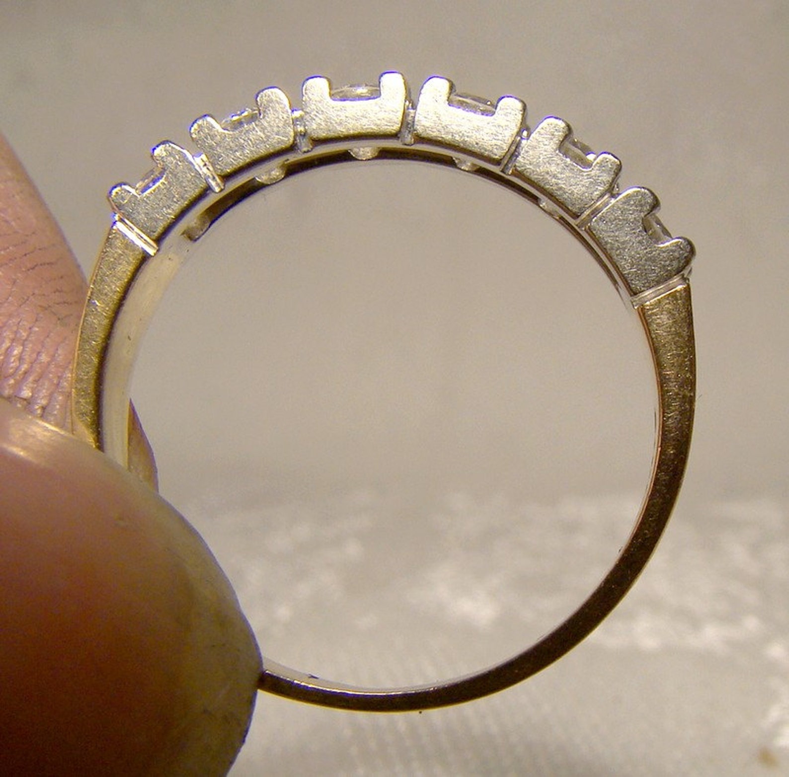 14K BIRKS 6 Diamond Row Wedding Ring 14 K Anniversary Band | Etsy