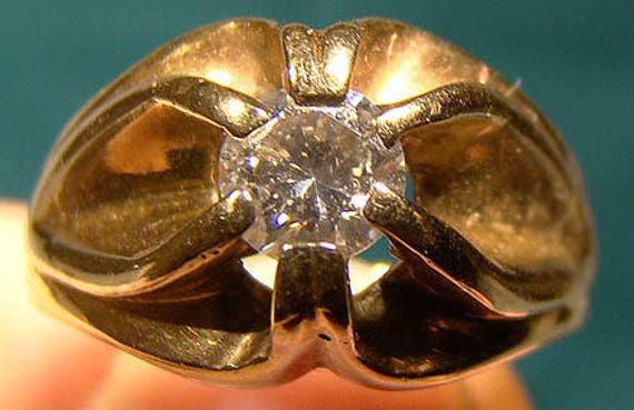 14K Man's .43 Carat Solitaire Diamond Ring Size 6… - image 2