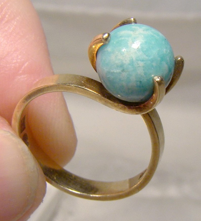 14K Yellow Gold Convertible Ring with Different Round Stones Chameleon 1970s-1980s Size 5