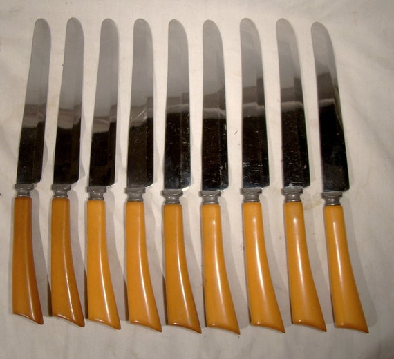 4 Stanley Kitchen Knife Set Retro Black Bakelite Handles Stainless