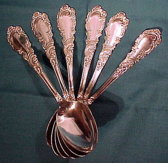 5 Rogers ALDINE Silver Plated Dessert Spoons 1895 Do NOT Purchase 