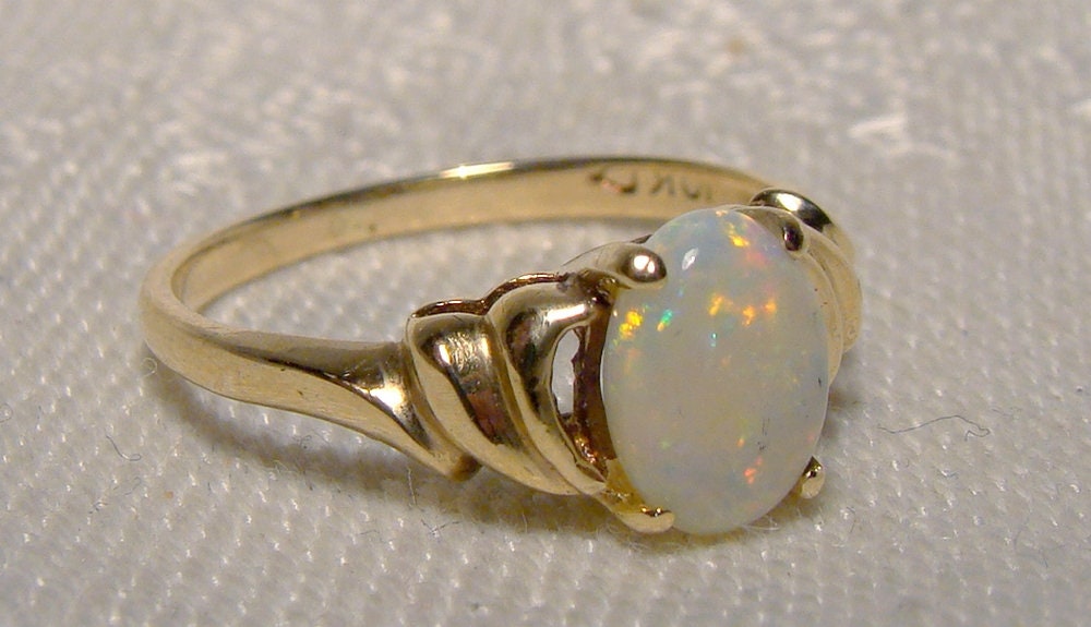 460㎖ OPAL R III 10K Yellow Gold Opal Ring 1960s-1970s - Size 3-3/4 - Etsy