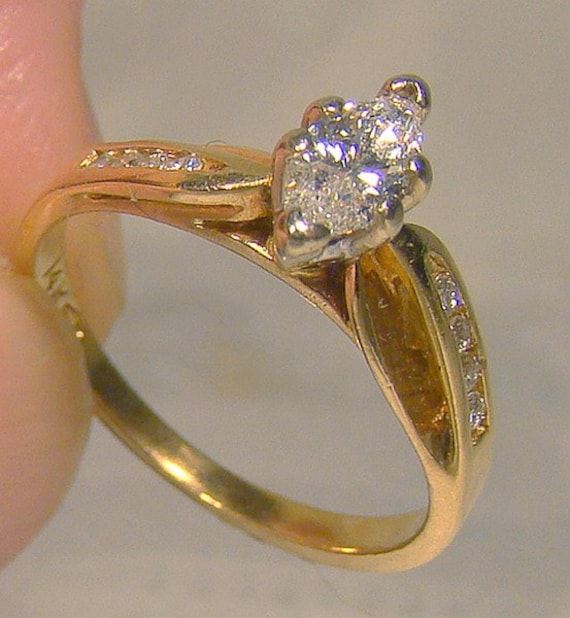 14K Marquise Diamond Engagement Ring 1960s 1970 S… - image 1