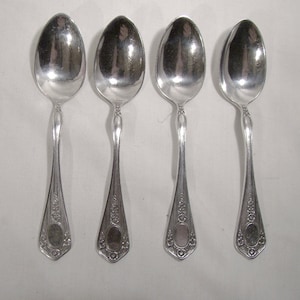 4 Attractive 4-1/4" Silver Plated Demitasse Spoons