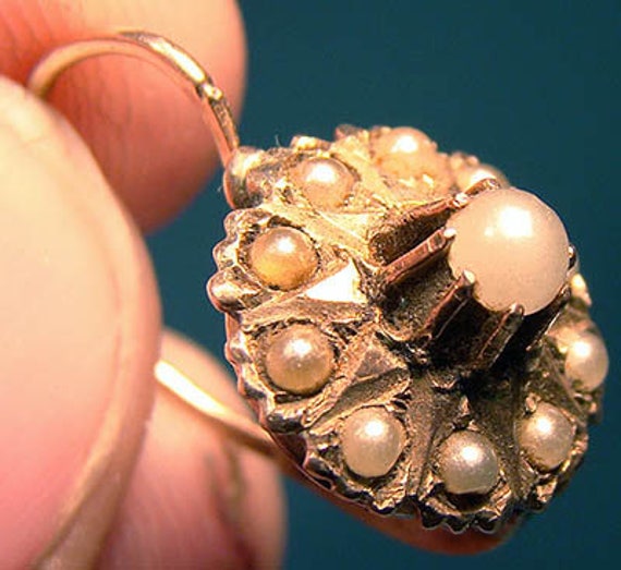 Pair 14k Pearls Victorian Earrings 1880-90 - image 2