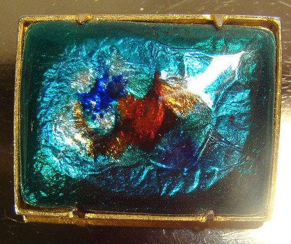 Sphinx Abstract Enamel & Foil Pin or Brooch 1960s… - image 1