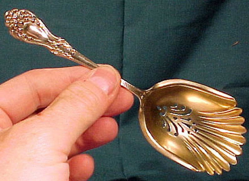 Antique Watson Sterling Silver Nut Spoon with Gilt Bowl 1900 image 1