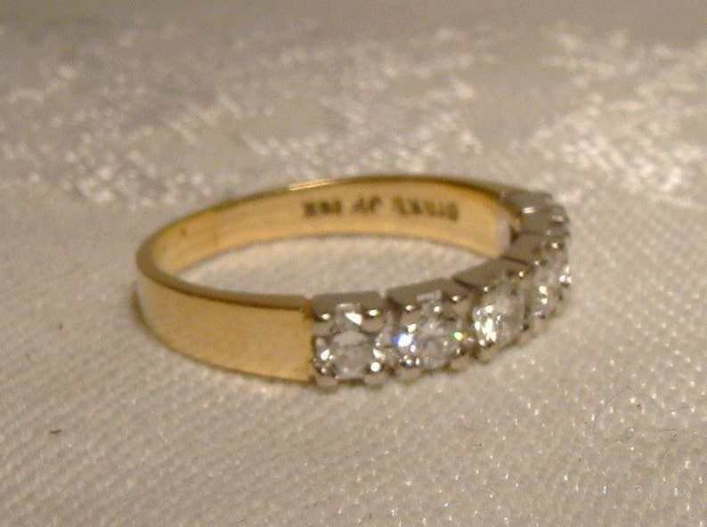 14K BIRKS 6 Diamond Row Wedding Ring 14 K Anniversary Band | Etsy