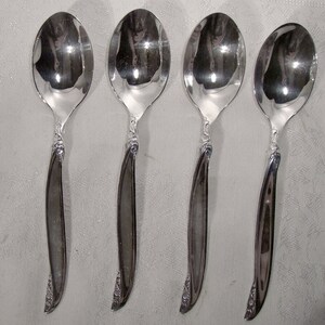 4 Rogers Leilani Silver Plated 6&quot; Teaspoons 1961