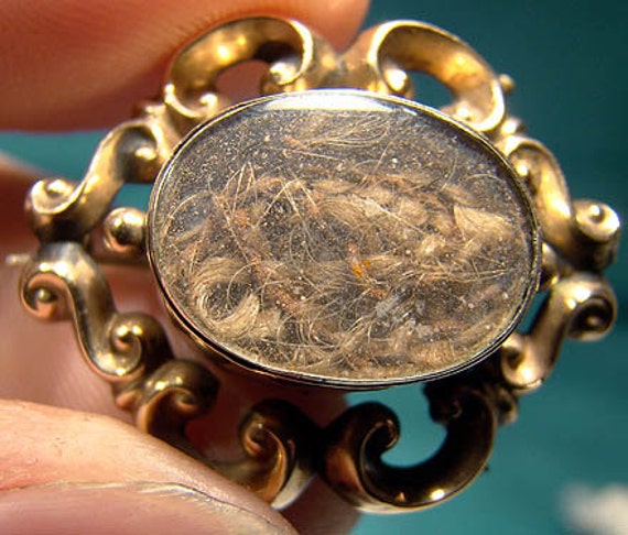 Antique Victorian 9K Double Sided HAIR BROOCH 186… - image 4