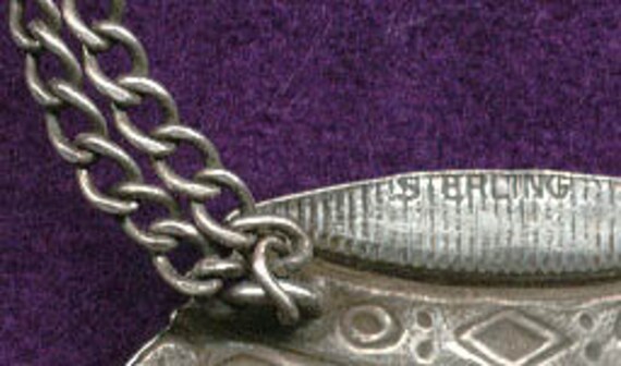 Crown & Sword STERLING SILVER Swag Brooch Pin 193… - image 5