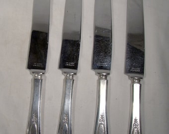 4 Community Adam Silver Plated 8-3/4" New French Hollow Knives Knife with Bolster 1917