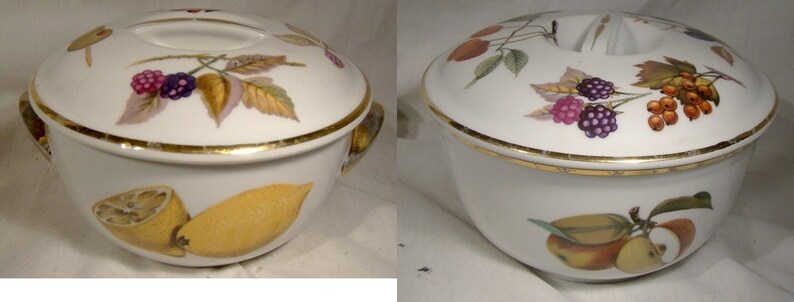 Pair Royal Worcester Evesham Covered Casserole or Baking Dishes