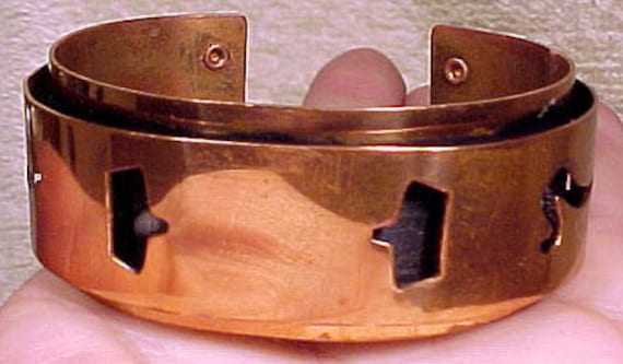 Signed Robert Levy Layered Copper Cuff Bangle Bra… - image 2