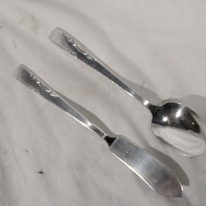 Rogers Proposal Silver Plated Butter Knife and Sugar Spoon 1954
